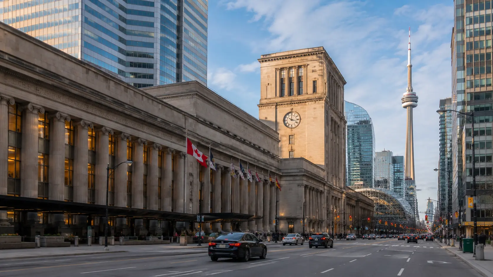 Luxury chauffeur service on Front Street near Union Station in Toronto