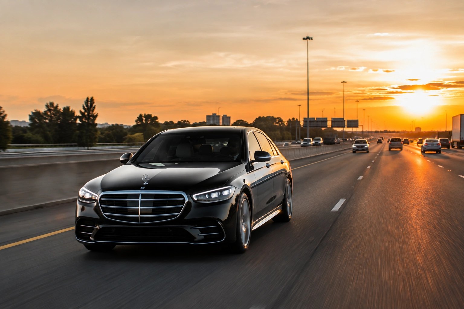 Chauffeur vehicle travelling an Ontario highway west of Toronto