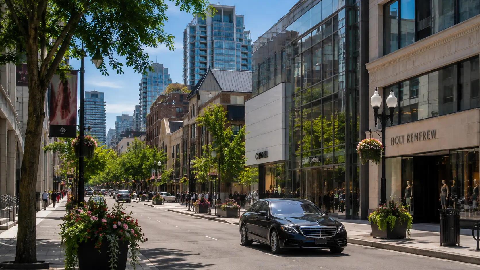 Luxury chauffeur service on Yorkville Avenue in Toronto