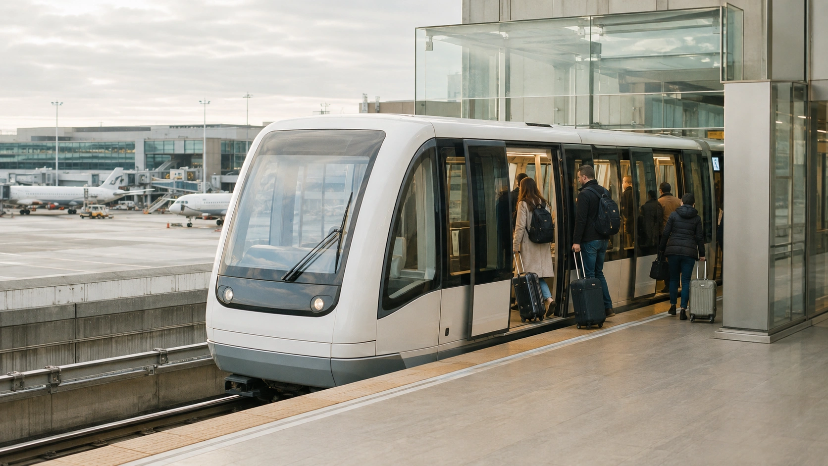 Terminal Link train connecting Pearson Terminal 1 vs Terminal 3 and Viscount Station